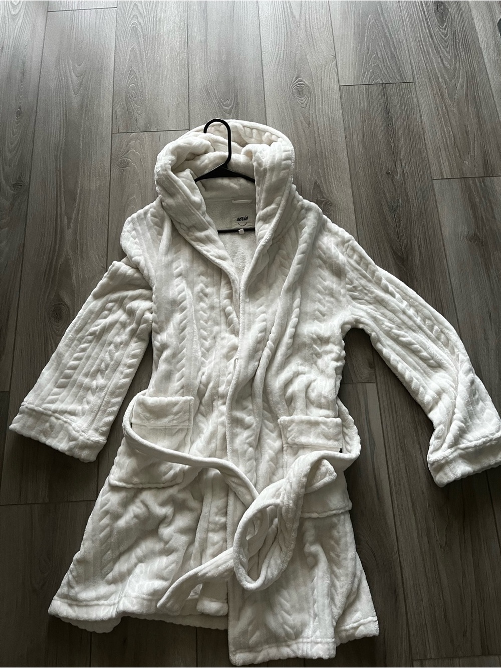 Soft White Hooded Plush Bathrobe Coat girls- by ARIE
